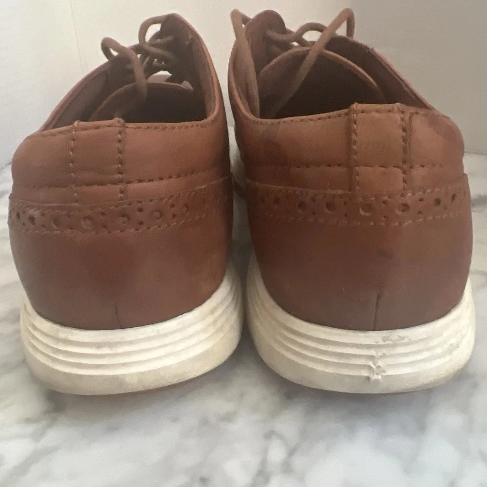 Cole Haan Grand.OS Mens British Tan Leather Wingtip Oxford Shoes Business Casual